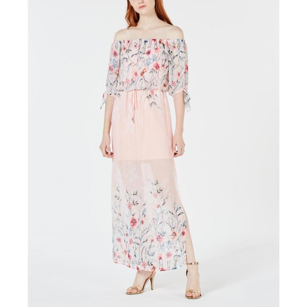 City Studios Juniors Printed Off The Shoulder Maxi Dress Size 2XS